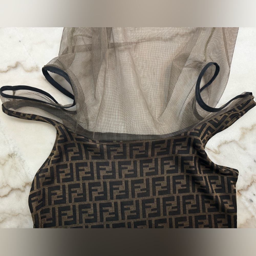 Vintage 90’s Fendi Mesh Overlay Logo Tank - Picture 8 of 13